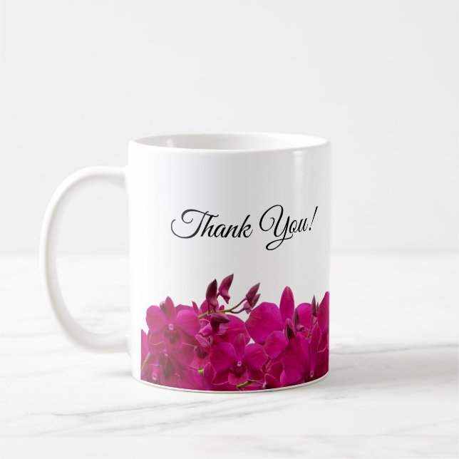 Mug Fuchsia Orchidées sur les cadeaux de demoiselle d' (Gauche)