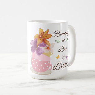 Mug Fuir sur l'Amour et les Lattés - Art Floral de Caf