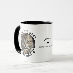 Mug Fun Best Cat Papa Deux photos Typographie moderne