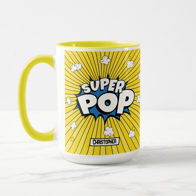 Mug Fun Bright Cute SUPER POP! Comic Book Pop Art Pun (Gauche)