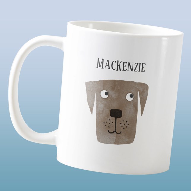 Mug Fun Chocolat Labrador Retriever Chien Personnalisé (Personalized Chocolate Labrador Retriever Dog custom name coffee mug)
