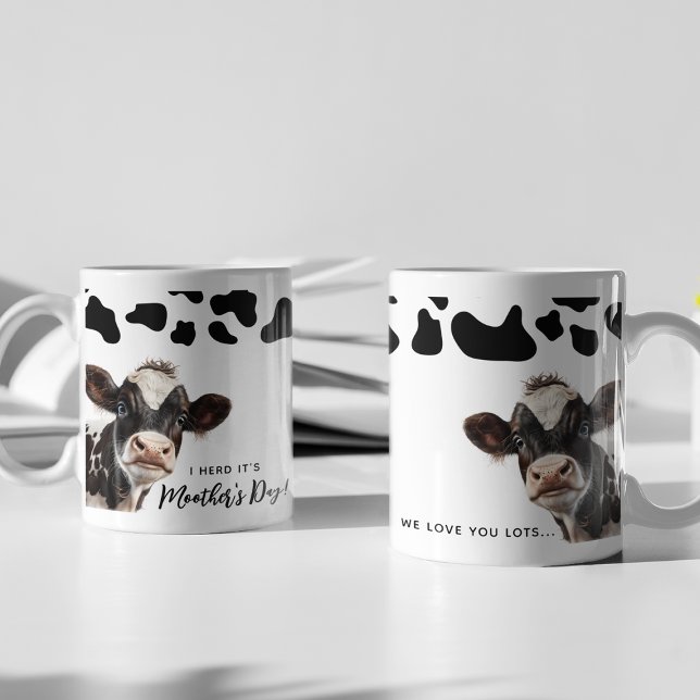 Mug Fun Cow 'I Herd It's Moother's Day' Maman (Créateur téléchargé)