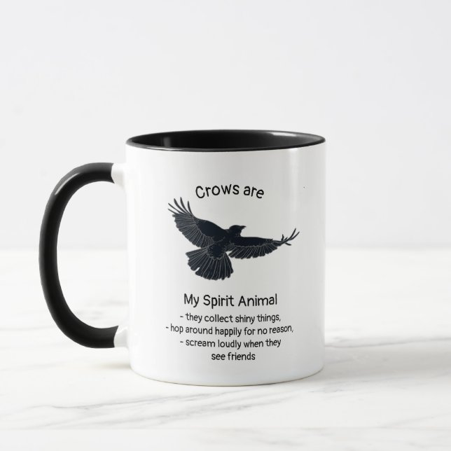 Mug Fun Crows Bird Spirit Animal Humour Citation Totem (Gauche)