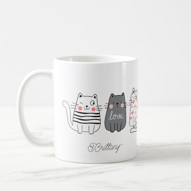 Mug Fun Cute Cats Crazy Cat Nom de la dame (Gauche)