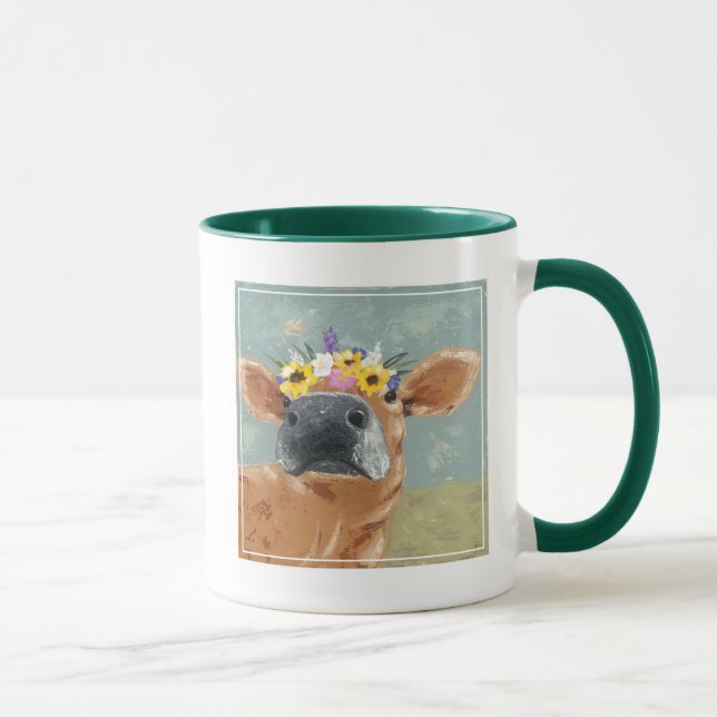 Mug Fun de ferme - Vache avec couronne de fleurs (Droite)