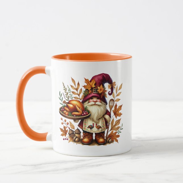 Mug Fun Fall gnome saisonnier ajouter monogramme Thank (Gauche)