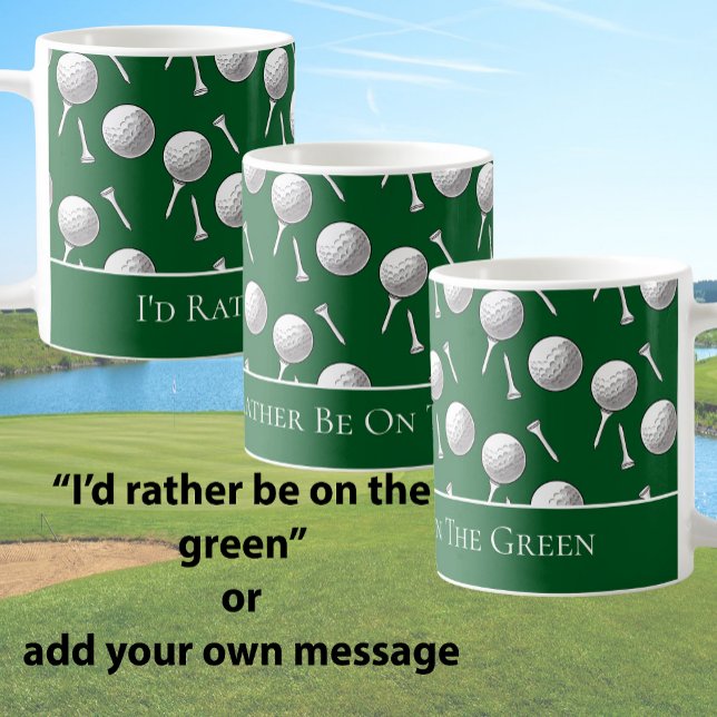 Mug Fun Green Golf Balls and Tees Custom Message (Créateur téléchargé)