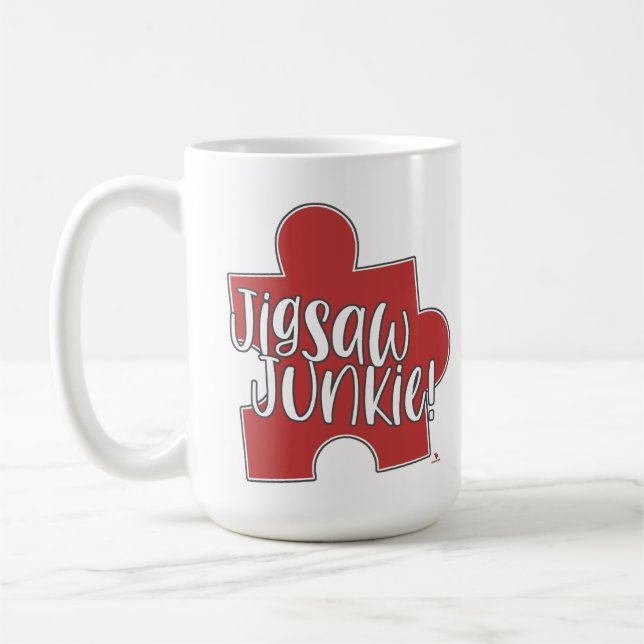 Mug Fun Jigsaw Junkie Puzzle Hobby Logo Design (Gauche)