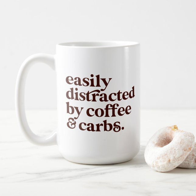 Mug Fun Moderne Café Lover Carbs Lover Lettres Brown (Avec donut)