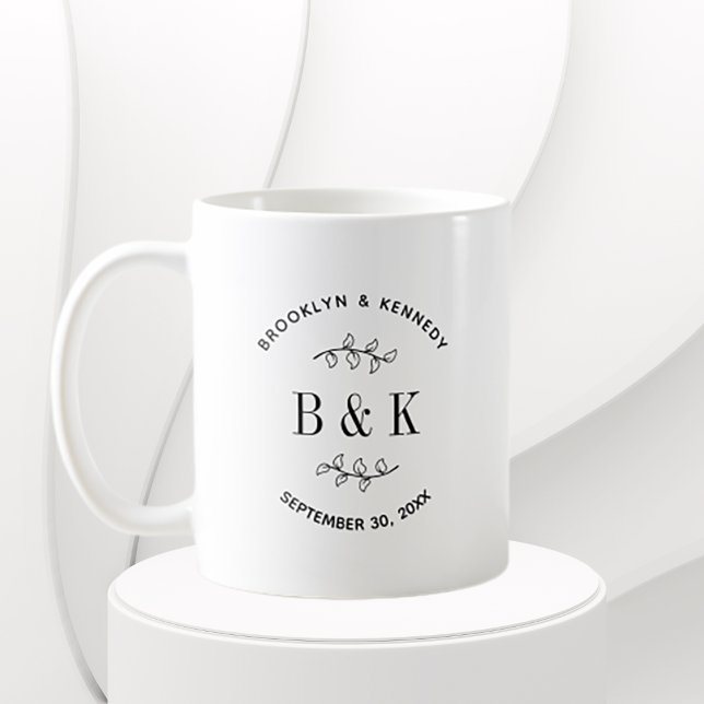 Mug Fun Monogramme Floral Botanique Mariage Nom du cou (Créateur téléchargé)