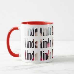 Mug Fun Personnalisé "Linda" Nom, Arrière - plan 3-Pho
