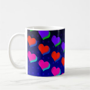 Mug Fun Rainbow Cartoon Neon Love Heart Motif