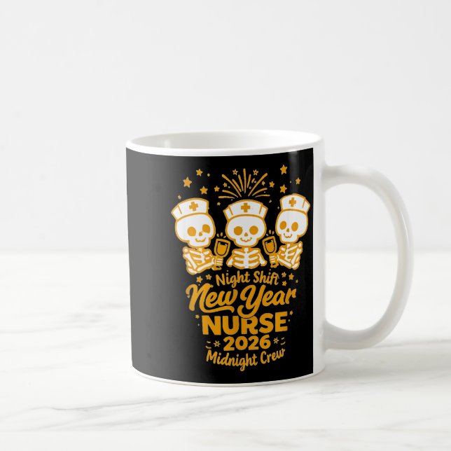 Mug Fun Skeleton Er Icu Nurse Night Shift Crew New Yea (Droite)