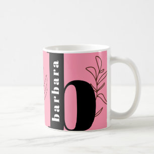 Mug Fun Téméraire Typographie Monogramme Line Art Pink