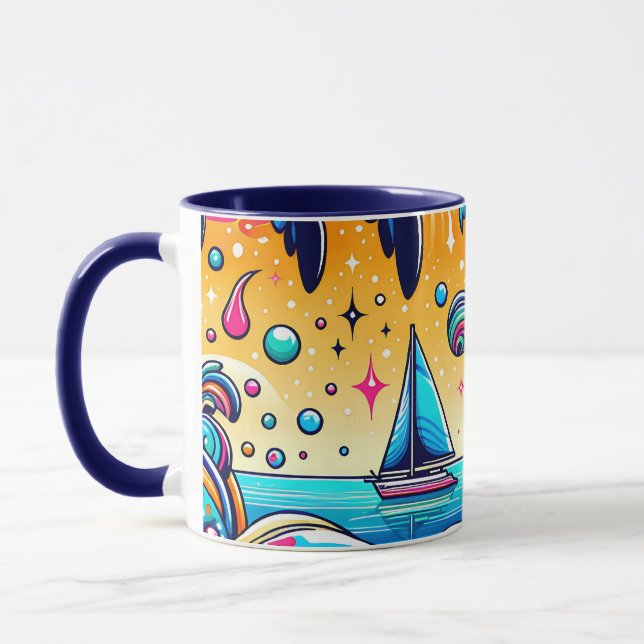Mug Fun Whimsic Psychedelic Voilier (Gauche)