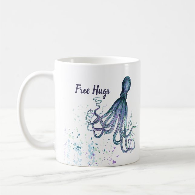 Mug Funky Free Hugs avec Octopus Art (Gauche)