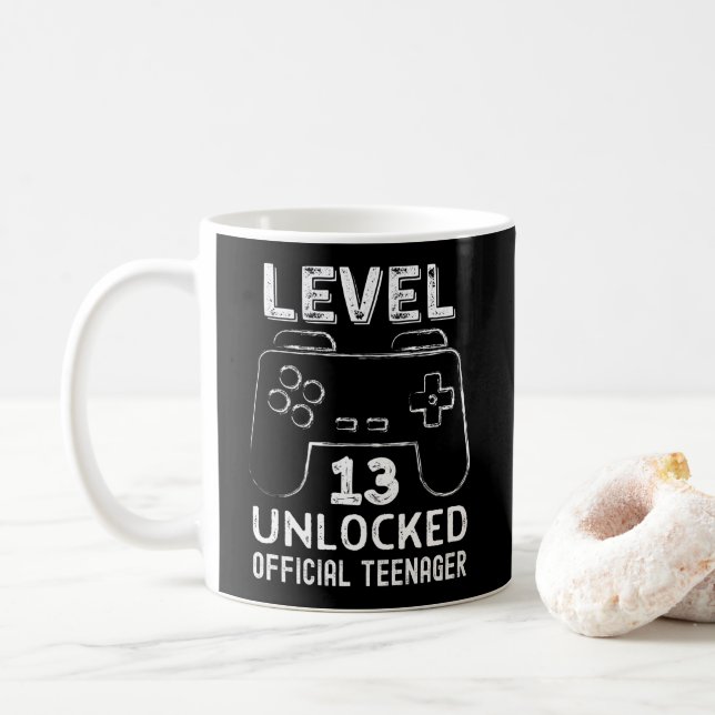 Mug Funny 13e anniversaire niveau 13 joueurs déverroui (Avec donut)