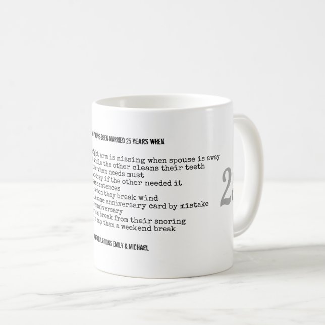 Mug FUNNY 25e anniversaire de Mariage Personnalisé (Devant droit)