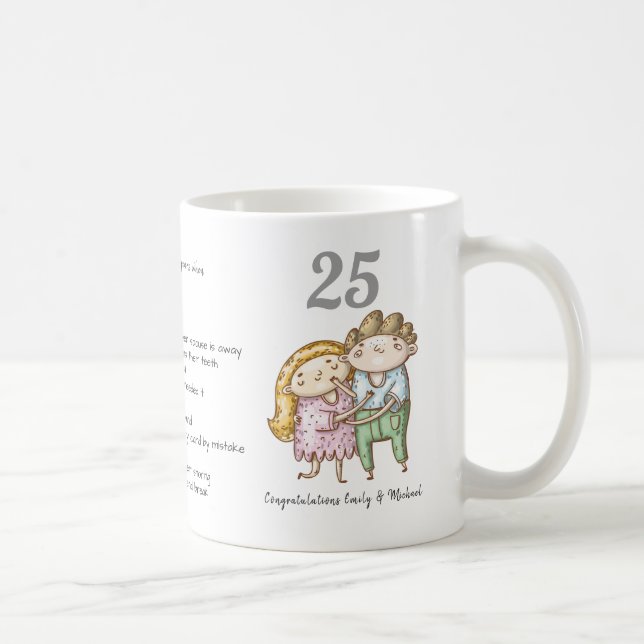 Mug FUNNY 25e anniversaire Mariage Argent Customisé (Droite)