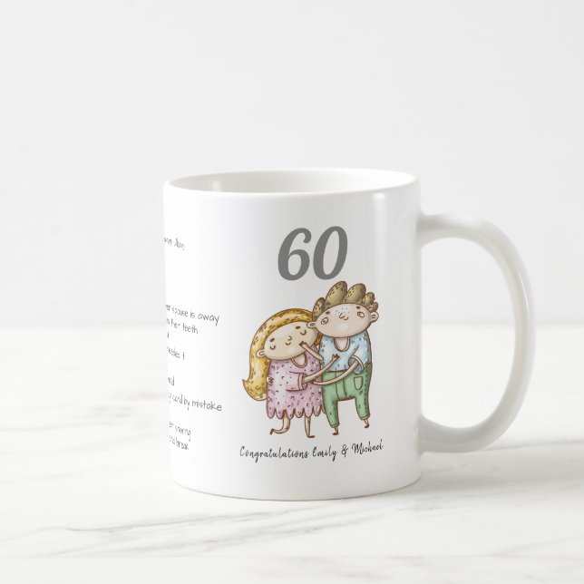 Mug FUNNY 60e anniversaire Mariage Diamond Customisé (Droite)