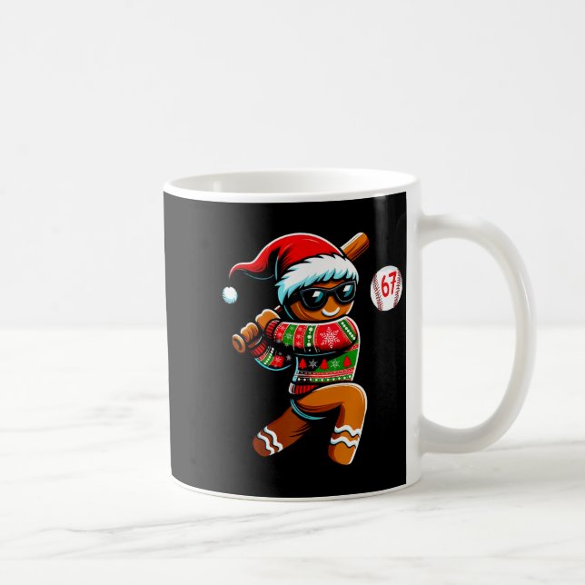 Mug Funny 67 Gingerbread Man Playing Baseball Christma (Droite)