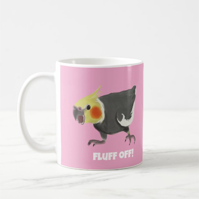 Mug Funny Angry Normal Grey Cockatiel Fluff Off (Gauche)