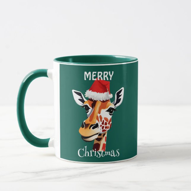 Mug Funny Animaux Safari Giraffe Père Noël Fête de Noë (Gauche)