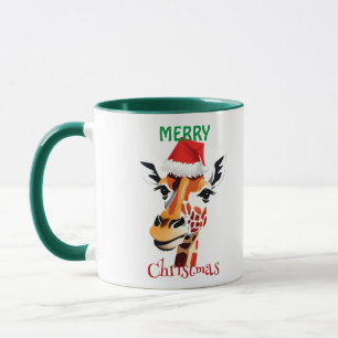 Mug Funny Animaux Safari Giraffe Père Noël Fête de Noë