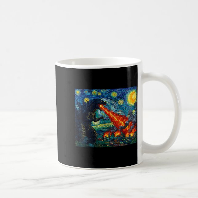 Mug Funny Art Japanese Monster Kaiju In Van Gogh Starr (Droite)