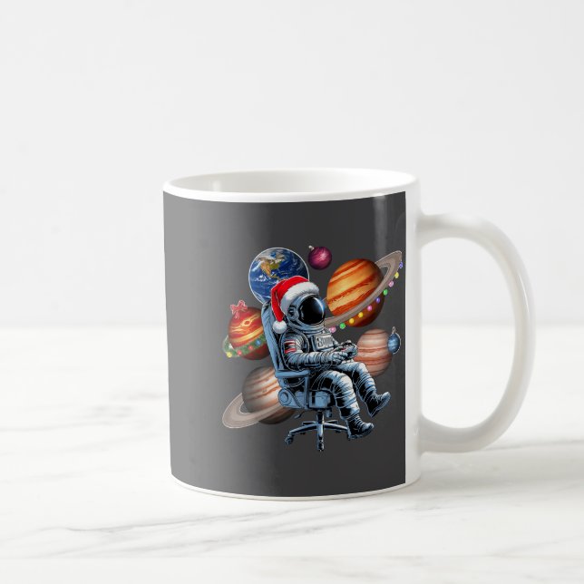 Mug Funny Astronaut Christmas Space Lights Santa Hat P (Droite)