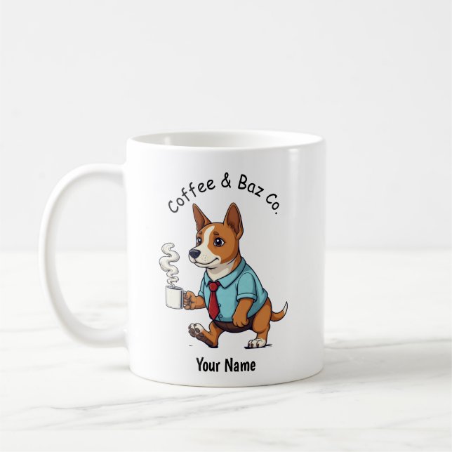 Mug Funny Basenji Dog Business Suit Coffee  (Gauche)