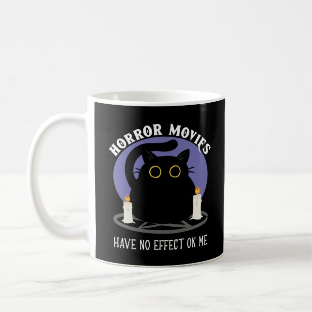 Mug Funny Black Cat aime le film d'horreur (Gauche)