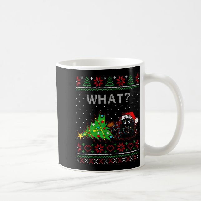 Mug Funny Black Cat Gift Pushing Christmas Tree Over C (Droite)