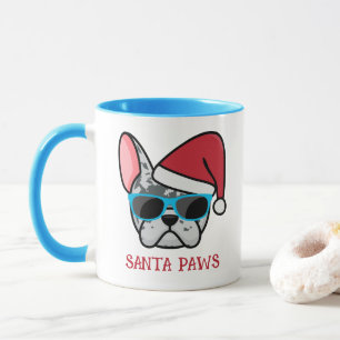 Mug Funny Blue Merle Frenchie Père Noël Paws Noël