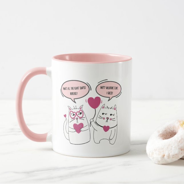 Mug Funny Cat Couple Sarcastique Valentines Jour (Avec donut)