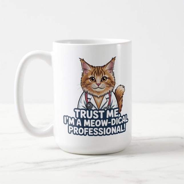 Mug Funny Cat Doctor Animal Humor Illustration (Gauche)