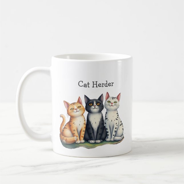 Mug Funny Cat Herder Amoureux des chats de devis (Gauche)
