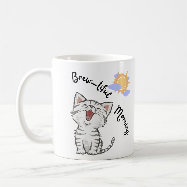 Mug Funny Cat Morning Brew Cup (Gauche)