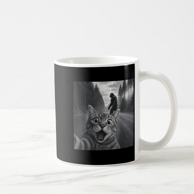 Mug Funny Cat Selfie With Bigfoot Cat Lovers For Men W (Droite)