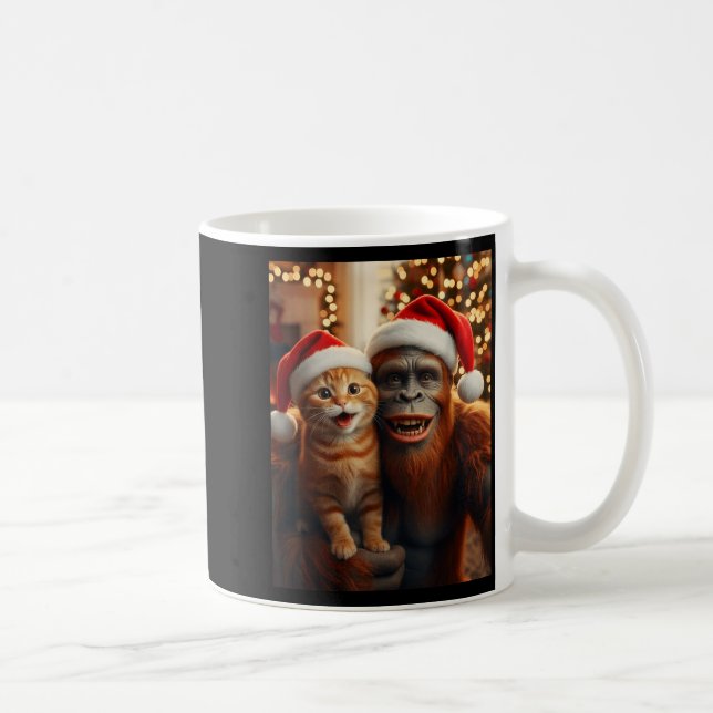 Mug Funny Cat Selfie With Bigfoot Christmas Sasquatch  (Droite)