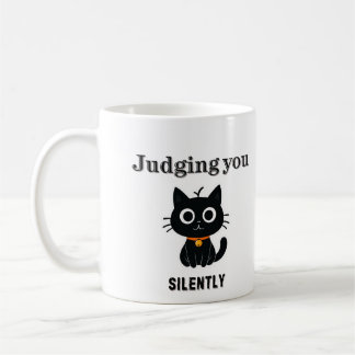 Mug Funny Chat noir "Judging You Silencieusement" Sarc