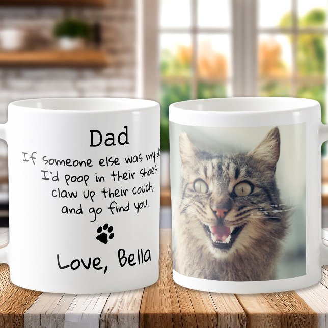 Mug Funny Chat Papa - Fête des pères Custom Photo pour (Créateur téléchargé)