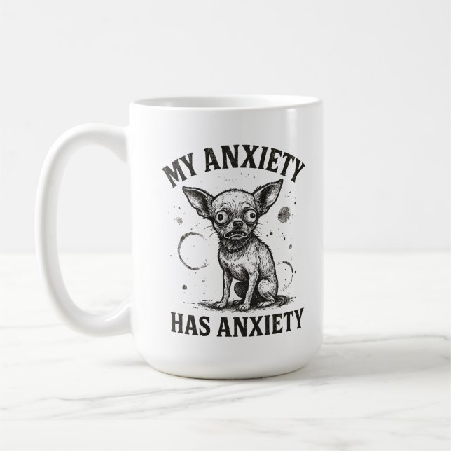 Mug Funny Chihuahua Anxiety Shirt – Distressed Nervous (Gauche)