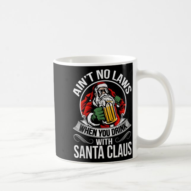 Mug Funny Christmas Beer Drinking With Santa Clause  (Droite)