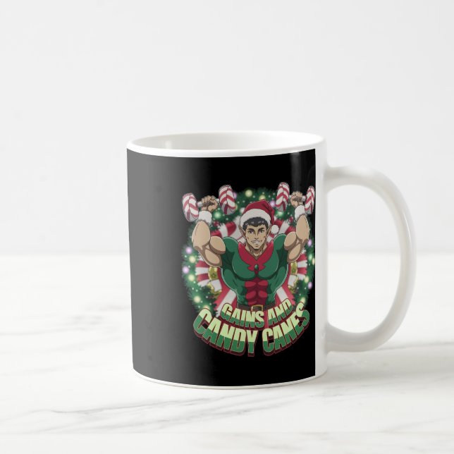 Mug Funny Christmas Elf Gym Workout Gains And Candy Ca (Droite)