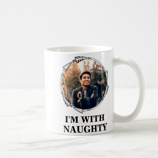 Mug Funny Christmas Matching Couple Naughty Nice Photo (Droite)
