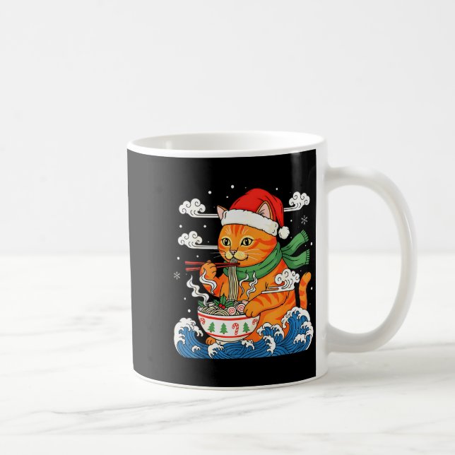 Mug Funny Christmas Ramen Cat Eating Noodles Japanese  (Droite)