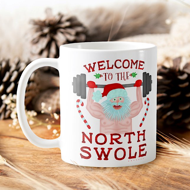 Mug Funny Christmas Santa Claus Swole Weightlifter (Créateur téléchargé)