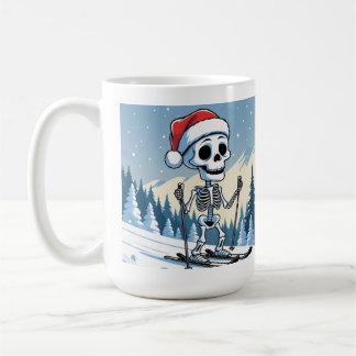 Mug Funny Christmas Skeleton on Skis 
