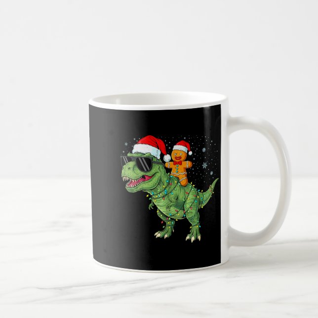 Mug Funny Christmas T Rex Dinosaur Gingerbread Lights  (Droite)